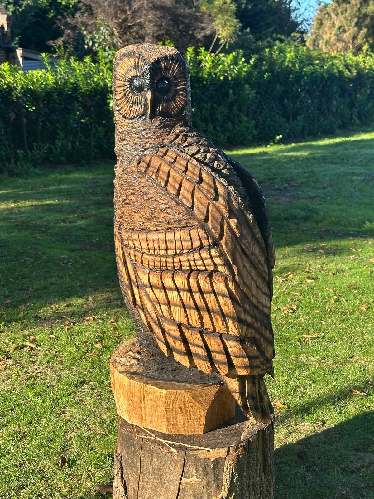 Unieke handgemaakte houten uil - Kettingzaagkunst, Ophalen, 50 - 100 cm, Handgemaakt, Beeld
