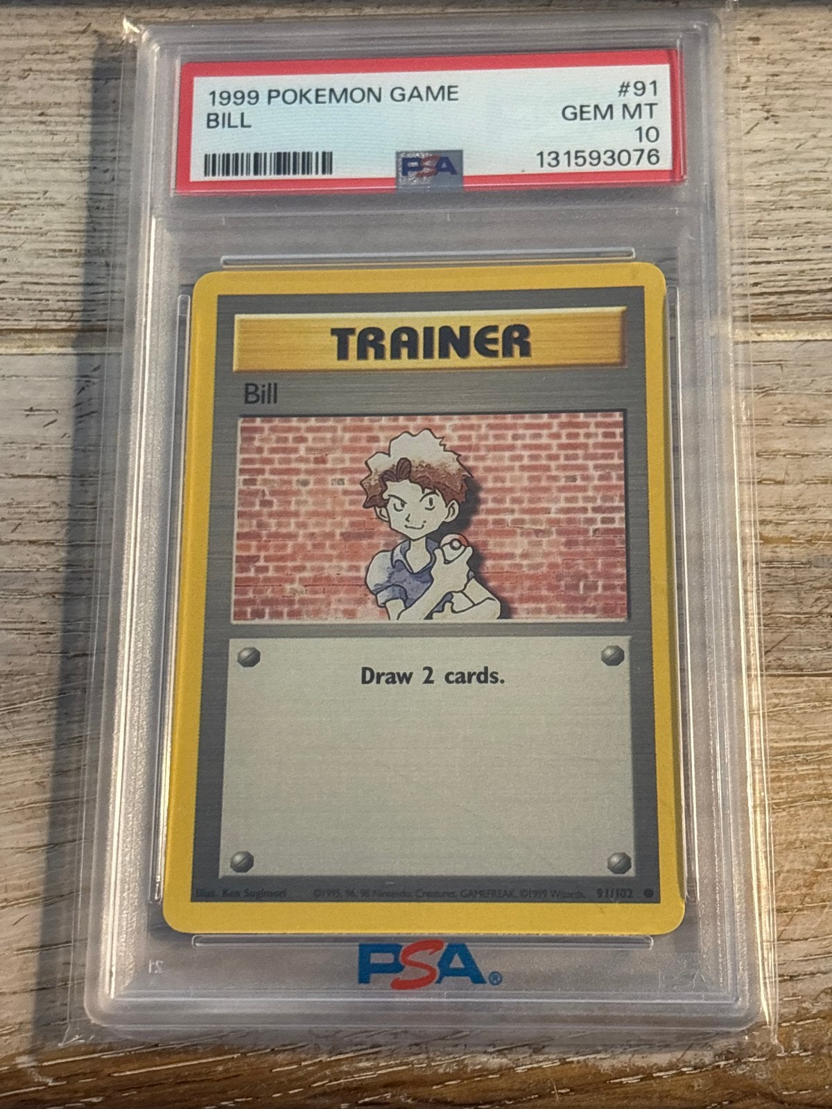PSA 10 GEM MT 1999 Pokémon Game Bill Trainer Kaart, Hobby en Vrije tijd, Verzamelkaartspellen | Pokémon, Ophalen of Verzenden