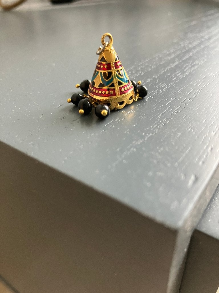 Meenakari geëmailleerde hanger uit Jaipur in India, Sieraden, Tassen en Uiterlijk, Ophalen of Verzenden, Nieuw, Goud, Overige materialen
