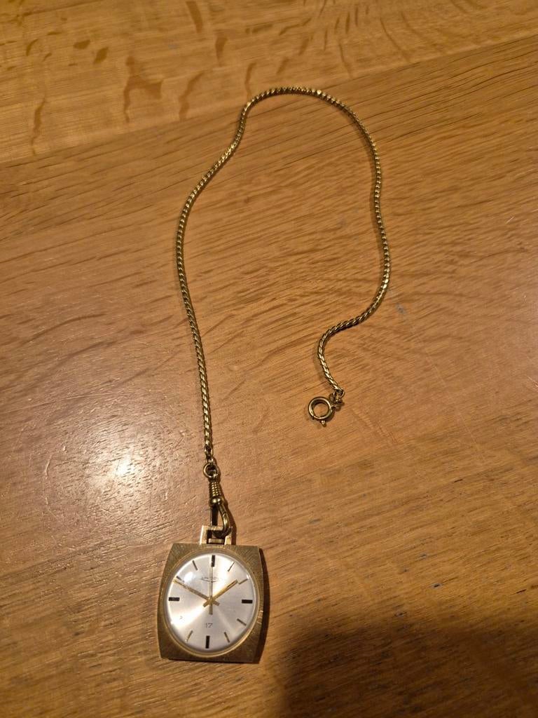 Goed lopend Lincoln Zakhorloge met Ketting - Verguld, Overige merken, Overige materialen, Zakhorloge, Verguld