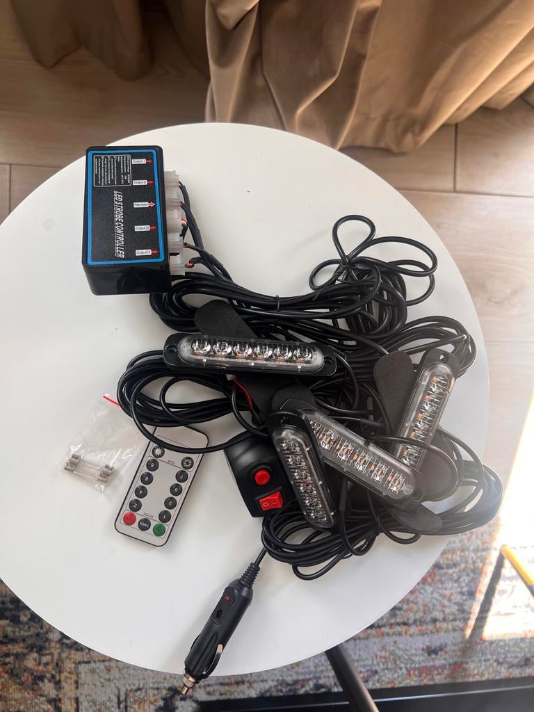 LED Strobe Controller met 4 Strobe Lichten, Ophalen of Verzenden, Nieuw, Zwart, Met 1 controller