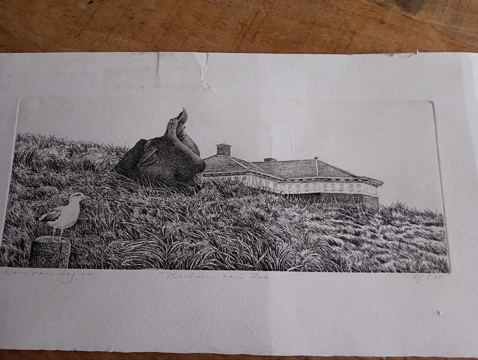 Originele ets Han van Hagen - Beelden aan Zee (Scheveningen), Antiek en Kunst, Ophalen of Verzenden