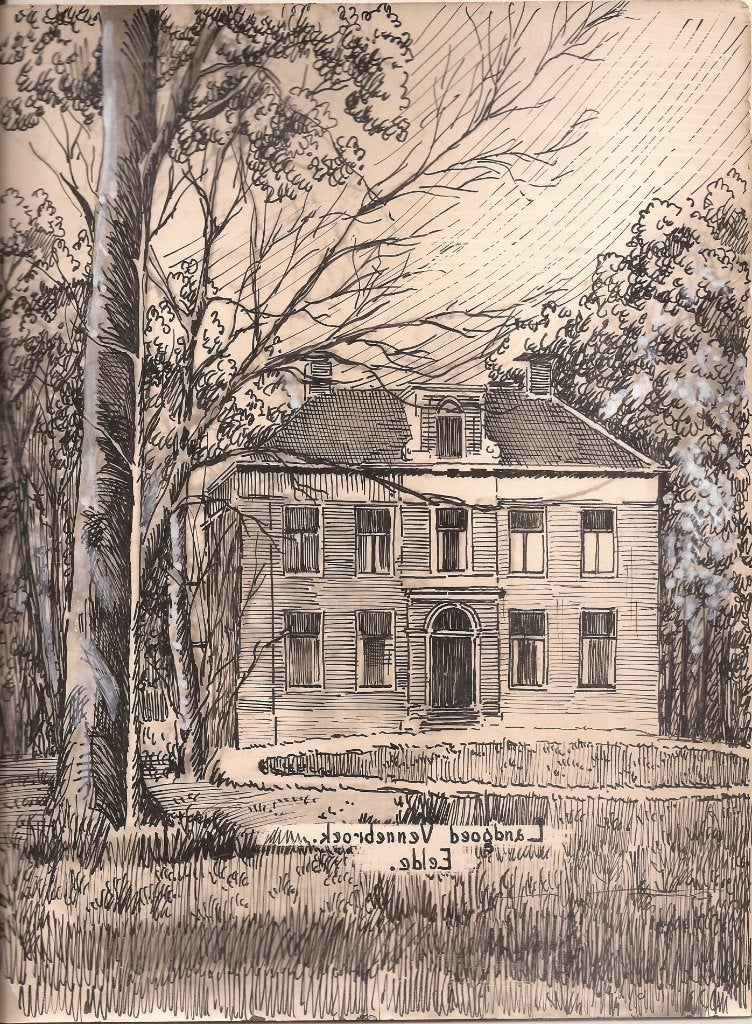 Eelde Landgoed Vennebroek Tekening Sievers 1948, Antiek en Kunst, Kunst | Tekeningen en Foto's, Ophalen of Verzenden, Tekening