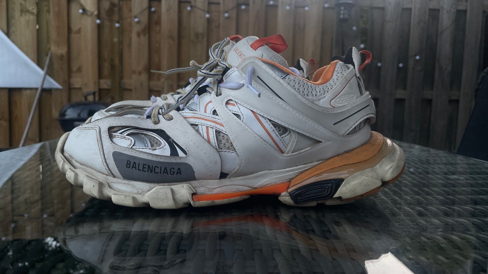 Balenciaga Track Sneakers Maat 44 - Gedragen, Kleding | Heren, Schoenen, Ophalen of Verzenden, Gedragen, Wit, Sneakers of Gympen