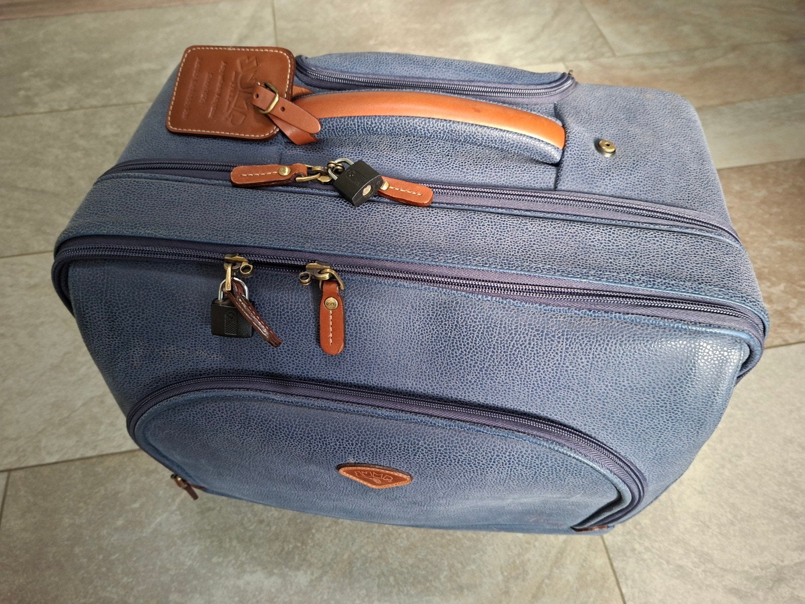 JUMP Paris zakenreis trolley - Blauw met leren details, Ophalen, 30 cm of meer, Blauw, Minder dan 40 cm