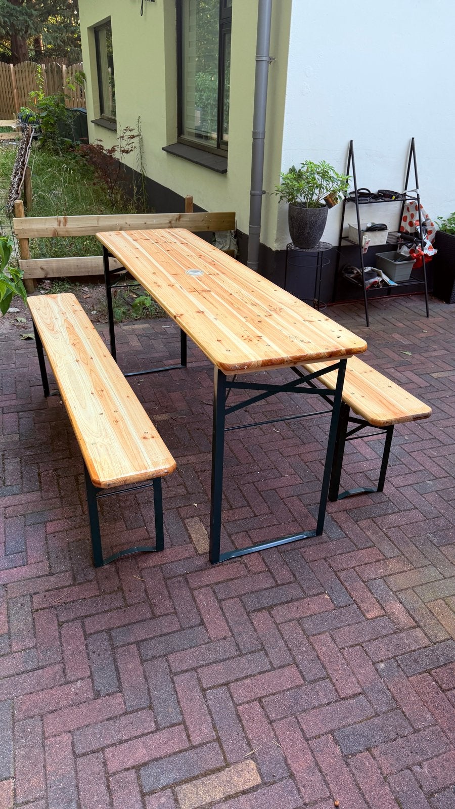 Biertafelset met 2 banken - Inklapbaar (2 sets), Ophalen, Gebruikt, Inklapbaar, Rechthoekig