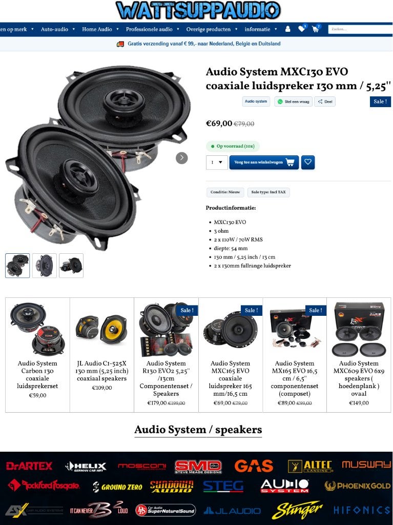 Audio System MXC130 EVO Coaxial speaker 13cm / 5.25 inch, Info@optimount.nl, Nieuw, Ophalen of Verzenden, Anholtseweg 48A 7091 HB DINXPERLO