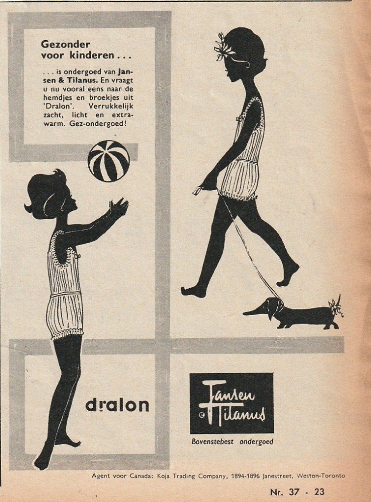 Retro reclame 1960 Jansen & Tilanus kinderondergoed & teckel, Verzenden, Overige typen