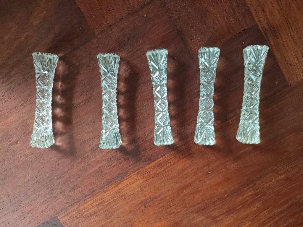 Vintage messenleggers 5x kristal, Ophalen