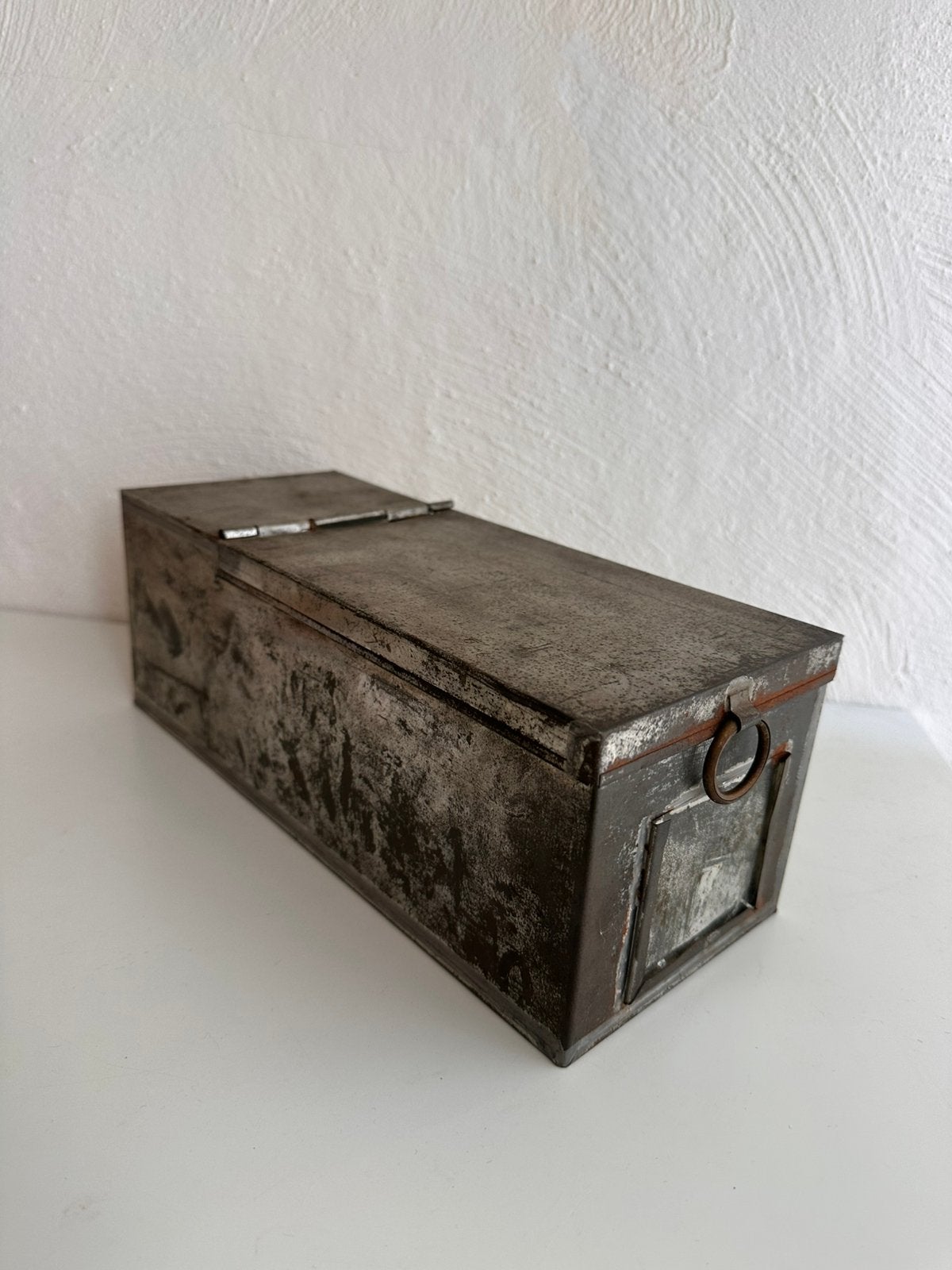 Stoere Vintage Kluislade / Bankkluis Box blik, Ophalen of Verzenden