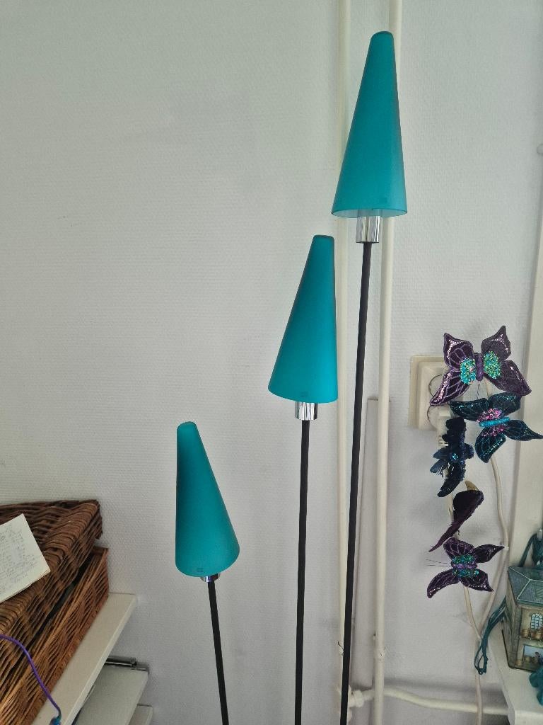 Turquoise Lamp set glas Herda Holland, Huis en Inrichting, Lampen | Vloerlampen, Ophalen, Zo goed als nieuw, Glas, 150 tot 200 cm
