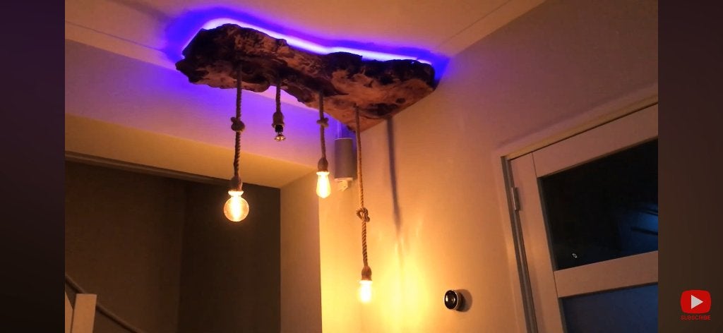 Kersenhouten Plafon Lamp Uniek, Huis en Inrichting, Lampen | Hanglampen, Zo goed als nieuw, Hout, Ophalen