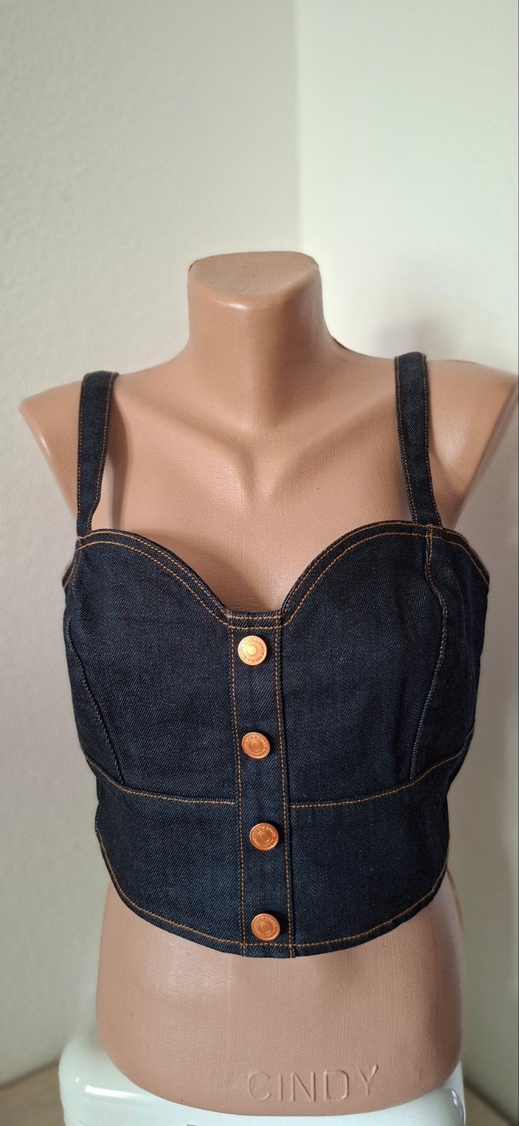 Nieuwe Rock-a-booty Retro denim bustier maat M Top Vintage, Maat 38/40 (M), Rock-a-booty, Blauw, Nieuw