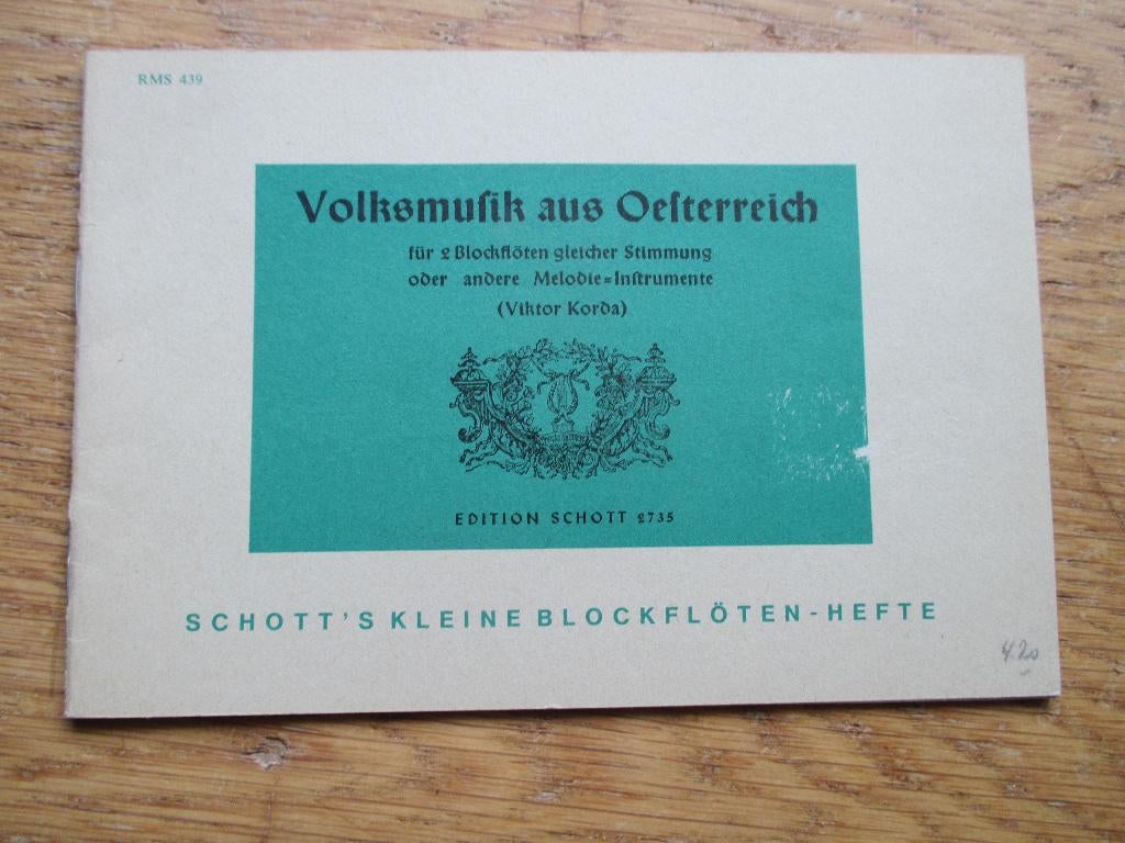 VOLKSMUSIK AUS ÖSTRERREICH - VOOR 2 BLOKFLUITEN, Gebruikt, Klassiek, Ophalen of Verzenden, Blokfluit