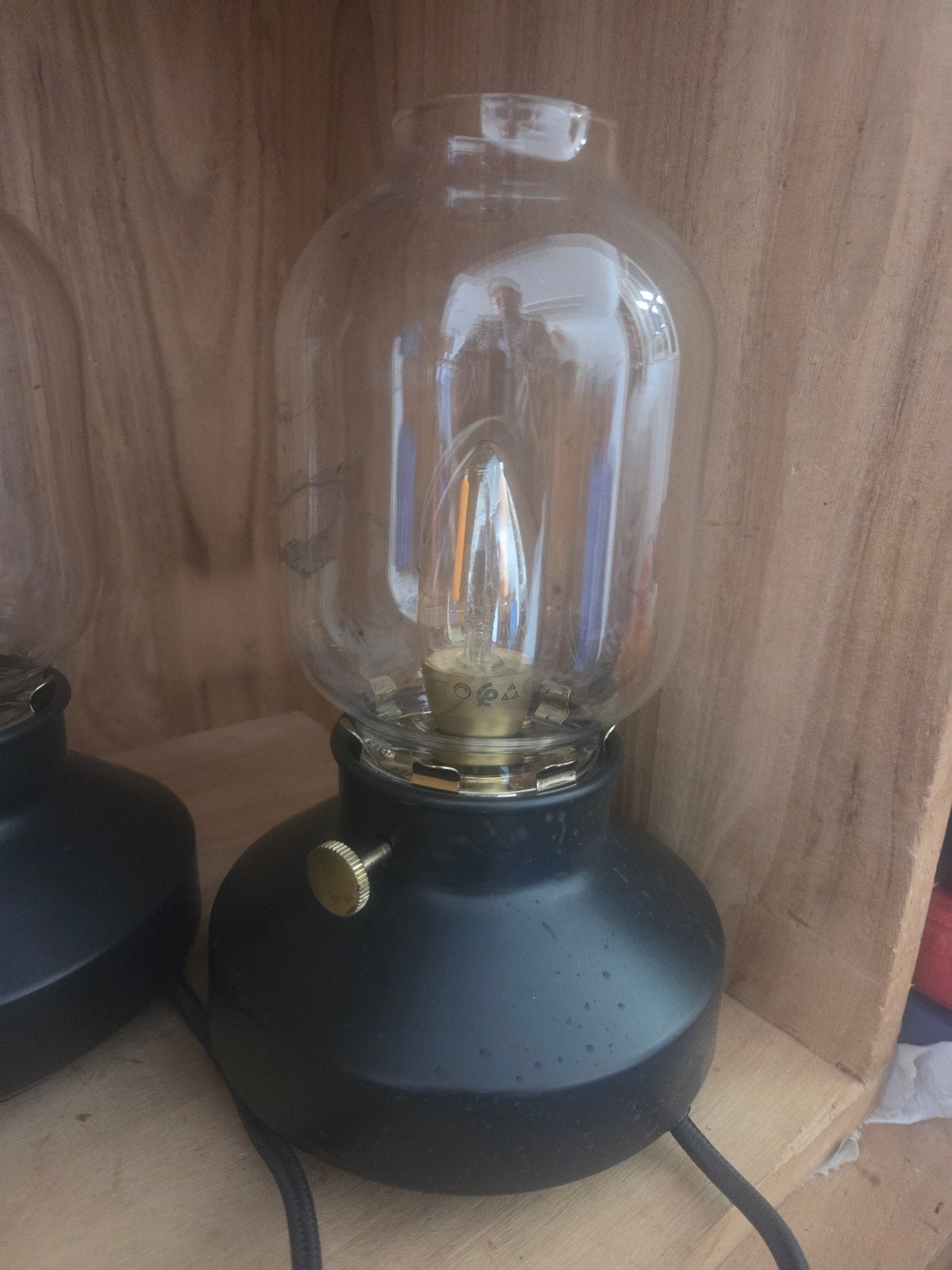 IKEA Tarnaby Tafellampen - Set van 2, E14 (klein), Ophalen of Verzenden, Zwart, Glas