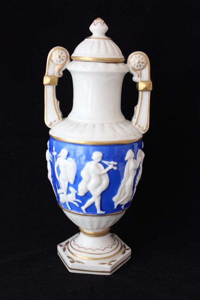 Antieke Capodimonte amfora vaas 19e eeuw, Ophalen of Verzenden