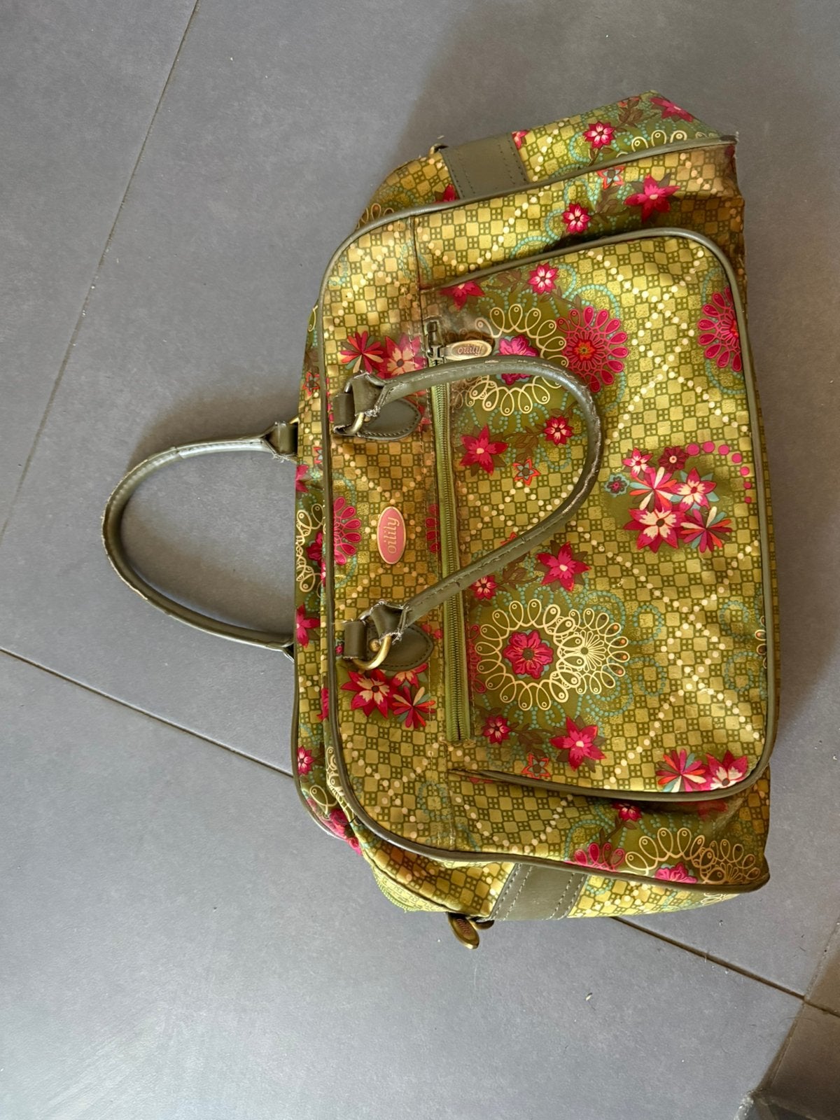 Oilily groene schoudertas vintage, Ophalen of Verzenden, Gebruikt, Groen, Schoudertasje