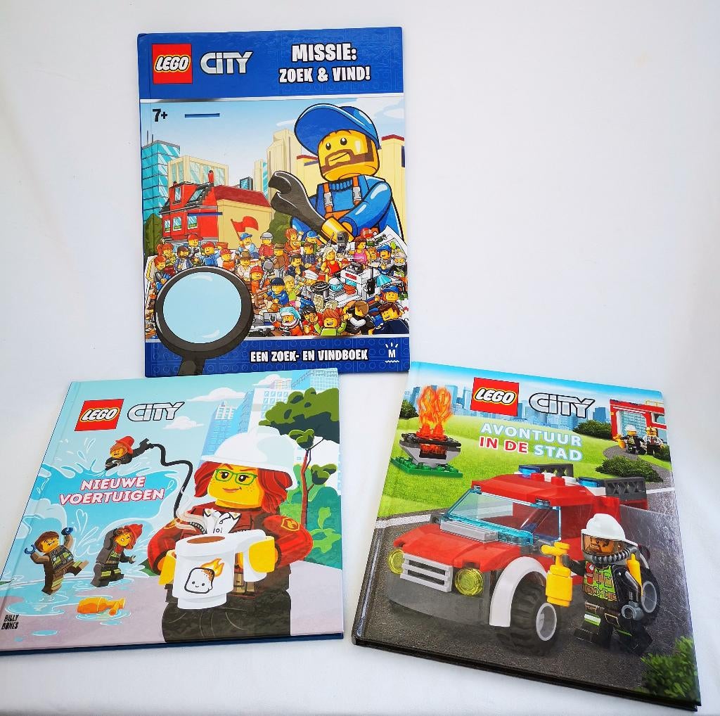 3 boeken Lego City Avontuur in de stad voertuigen ZOEK VIND, Ophalen of Verzenden, Zo goed als nieuw, Lego