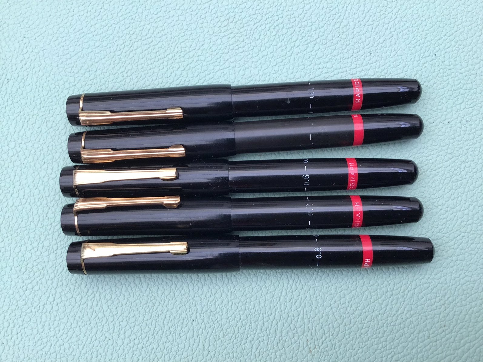 Set Rotring Rapidograph pennen 1950/1960 01-02-04-06-08, Ophalen of Verzenden, Zo goed als nieuw