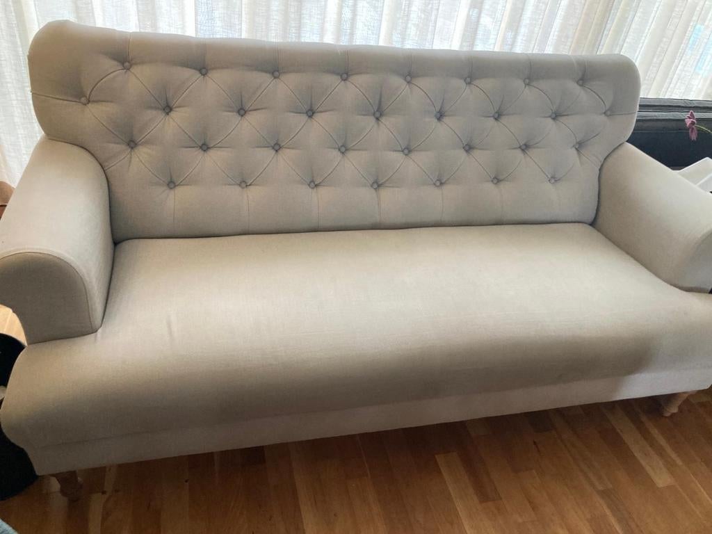 Gratis mooie 3p licht grijze bank 180 br, Gebruikt, Minder dan 75 cm, 150 tot 200 cm, Driepersoons