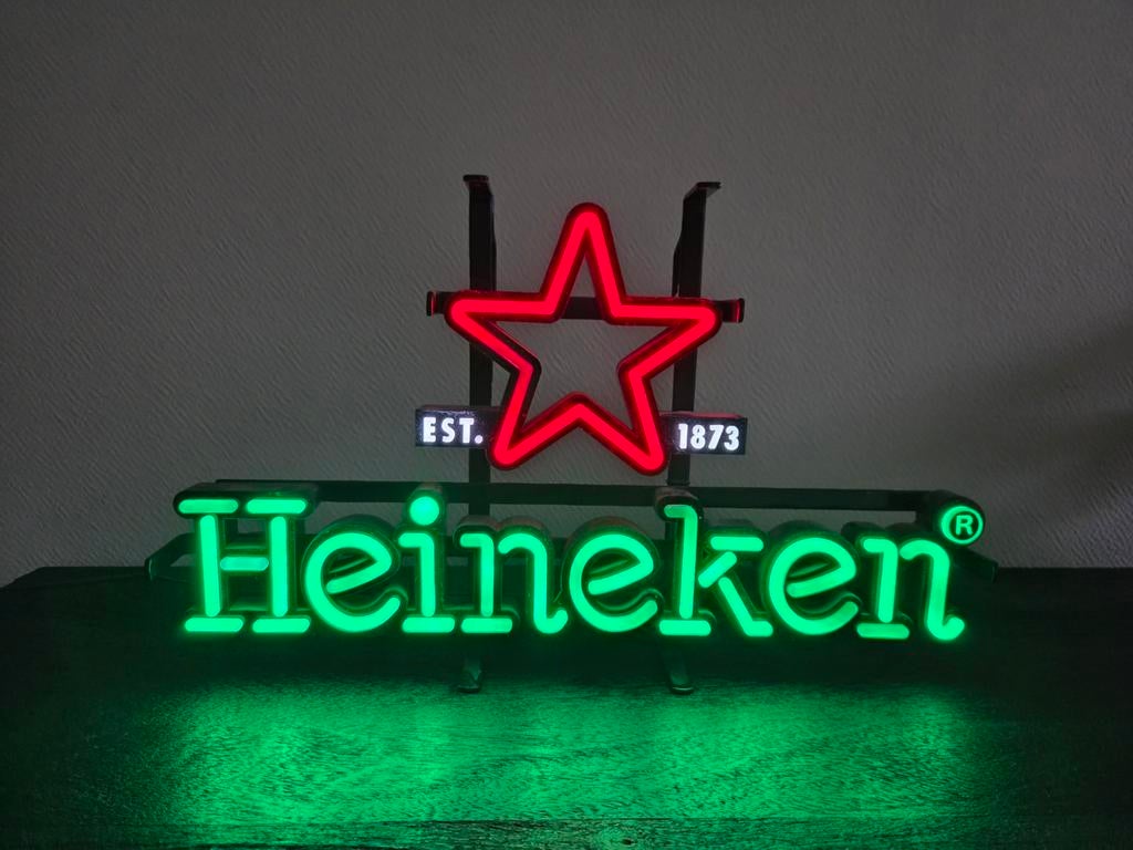 Uniek Neon Reclame Bord Heineken - Lichtbak, Verzamelen, Merken en Reclamevoorwerpen, Info@heineken.com, Gebruikt, Lichtbak of (neon) lamp