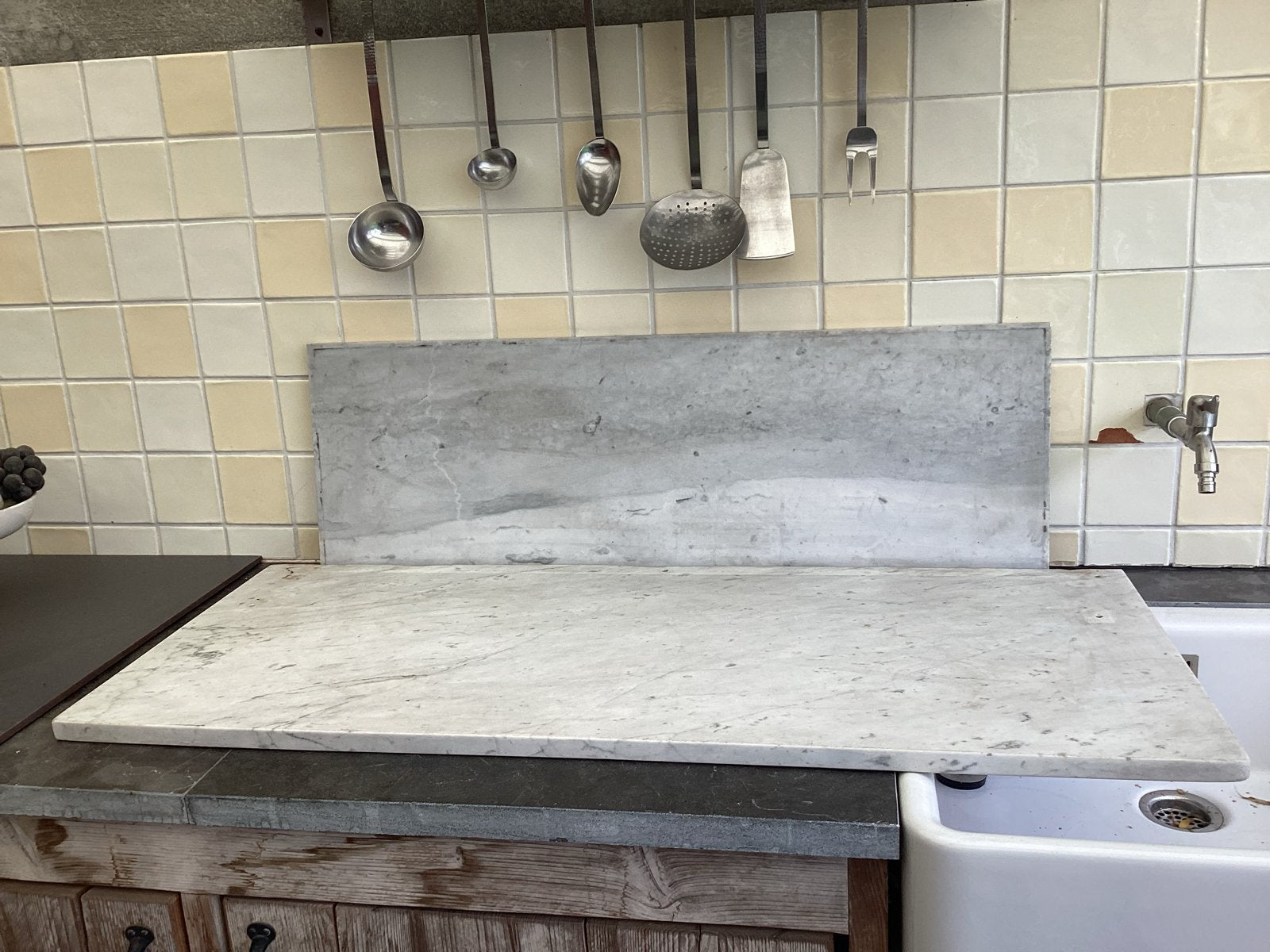 oud Marmeren plateau 2x, Ophalen, Wit, Overige materialen, Overige merken