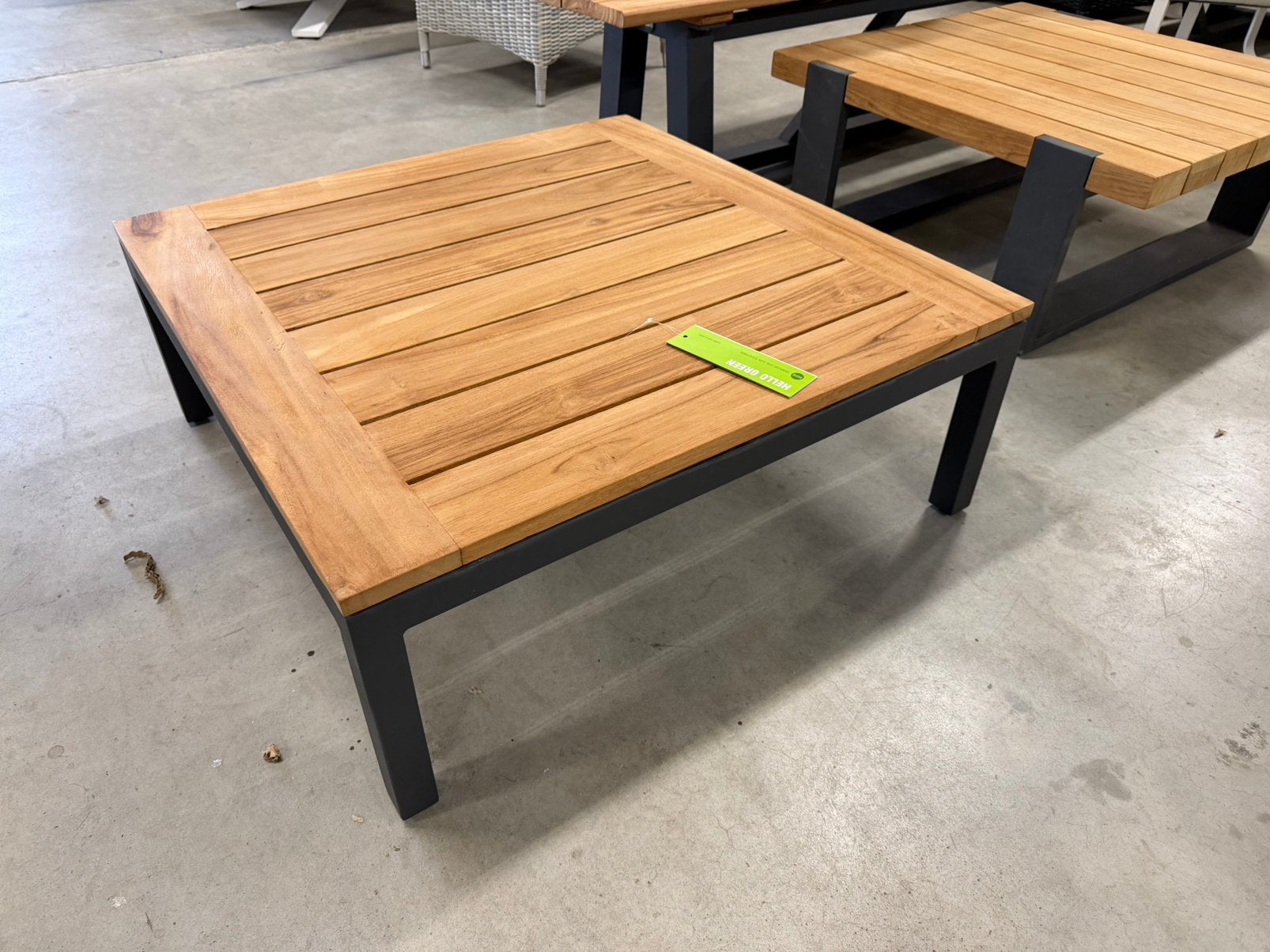 Lounge / koffie tuintafel 84x84cm aluminium + teak, Ophalen, Roystore.nl@gmail.com, Nieuw, 'suns