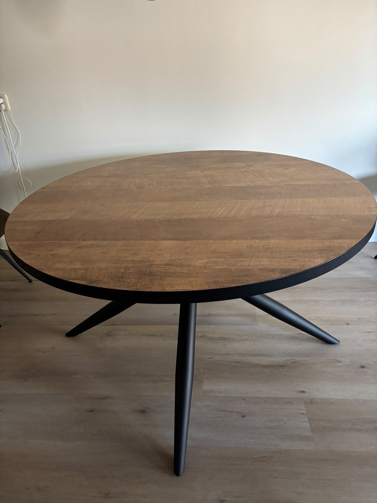 Ronde houten eettafel 140 cm diameter, Ophalen, 100 tot 150 cm, Rond, Zo goed als nieuw