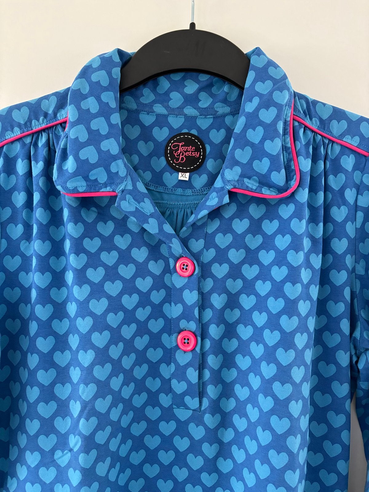 Tante Betsy jurk met hartjesprint, maat XL, Blauw, Maat 46/48 (XL) of groter, Ophalen of Verzenden, Zo goed als nieuw