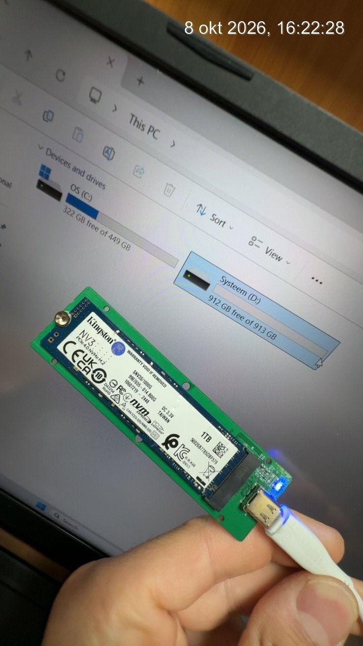 Kingston NV3 NVMe M.2 SSD 1TB - Zo goed als nieuw, Intern, Server, Ophalen of Verzenden, Zo goed als nieuw