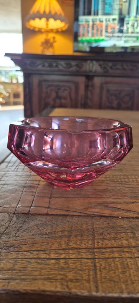 Murano Glazen Asbak Roze/Paars - Facetgeslepen Design, Ophalen of Verzenden