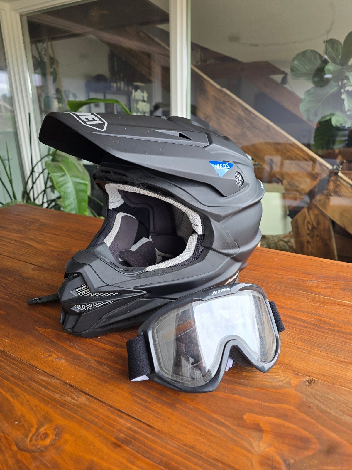 Shoei VFX-WR Crosshelm Zwart XL met Jopa Goggles, Ophalen, XL, Shoei, Tweedehands
