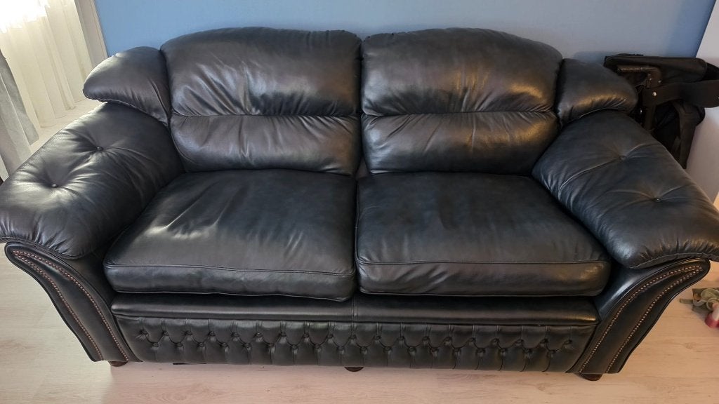 Originele Springvale Leather Chesterfield uit 2014!, Ophalen, Gebruikt, Tweepersoons, Rechte bank