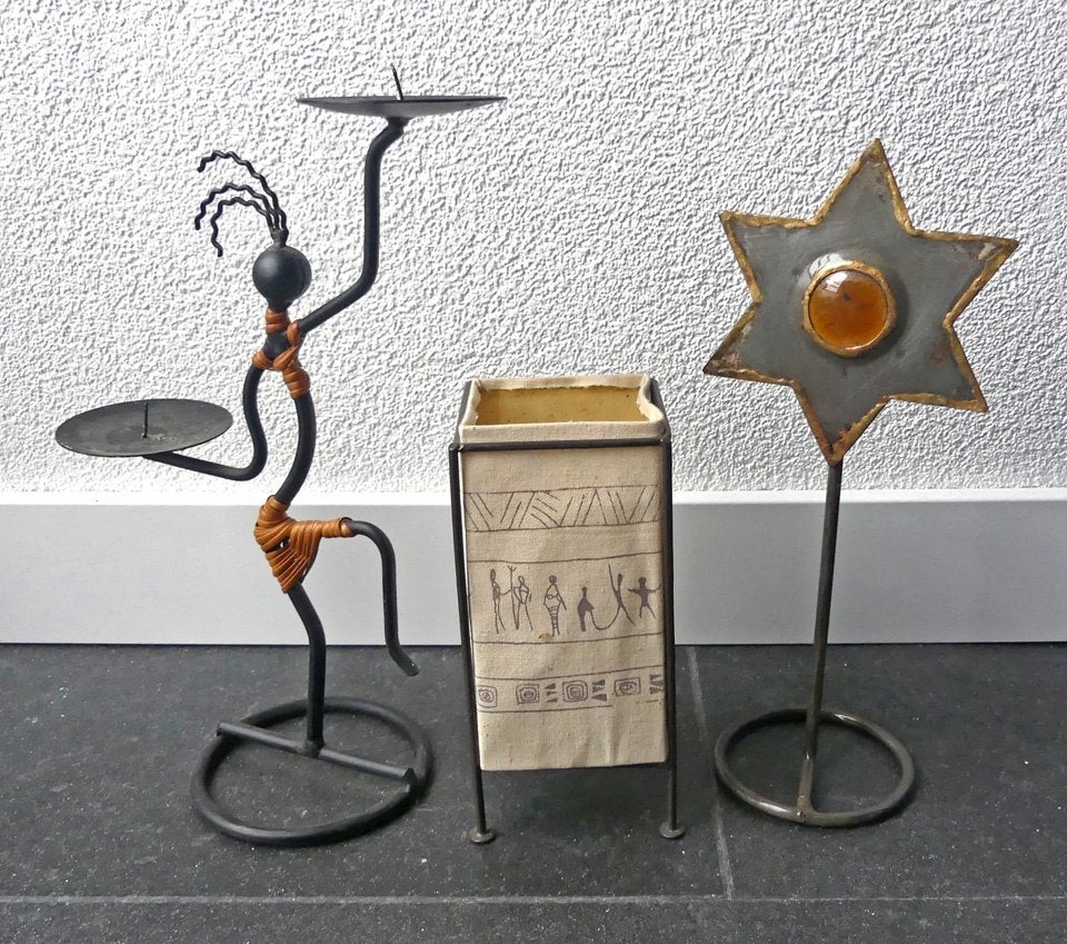 Laurids Lonborg vintage kandelaar Afrikaanse stijl, Huis en Inrichting, Gebruikt, Zwart, Ophalen of Verzenden, Metaal