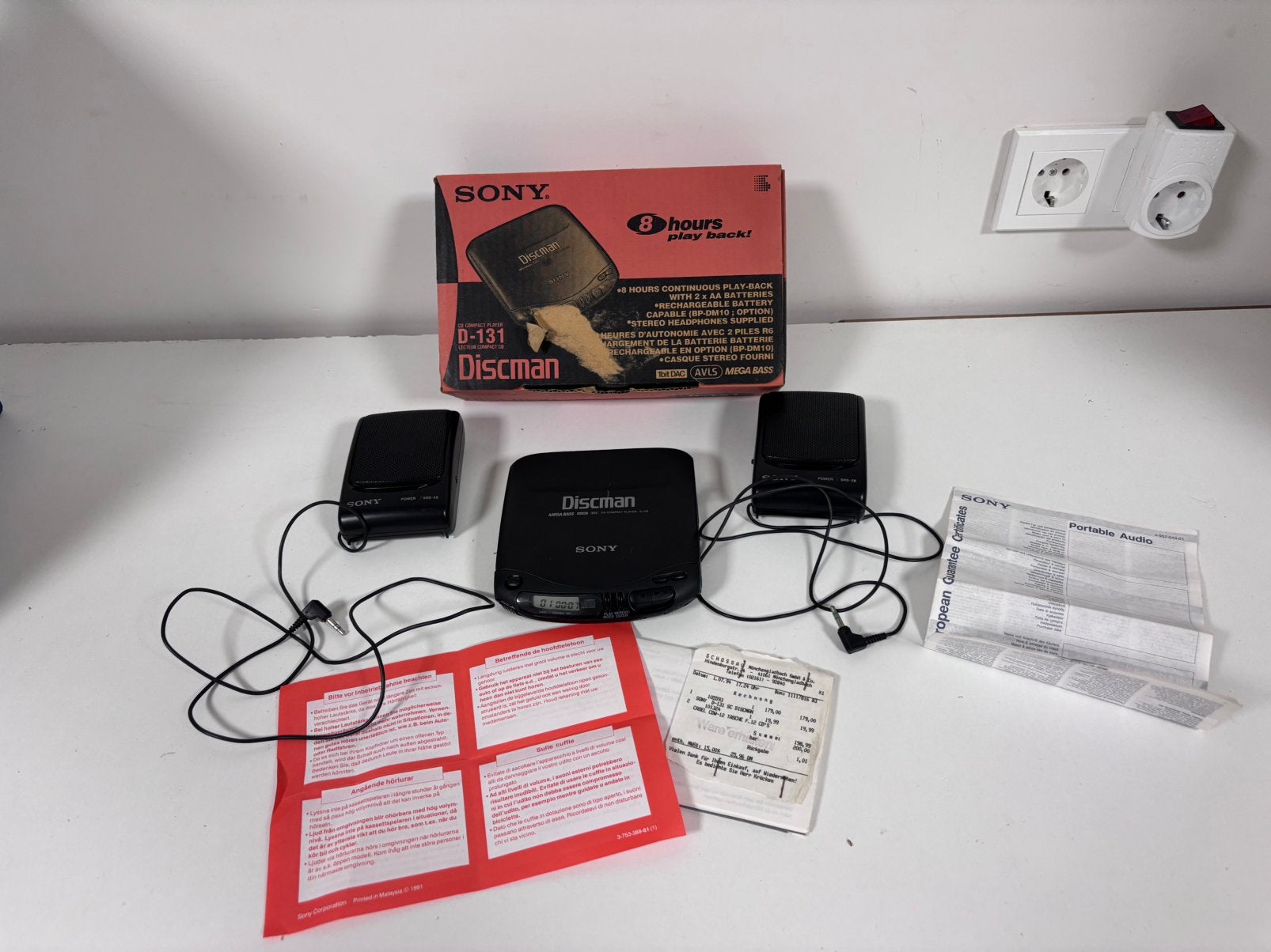 Sony Discman D-131 (1994) Complete Set met Doos & Bon, Ophalen of Verzenden, Discman