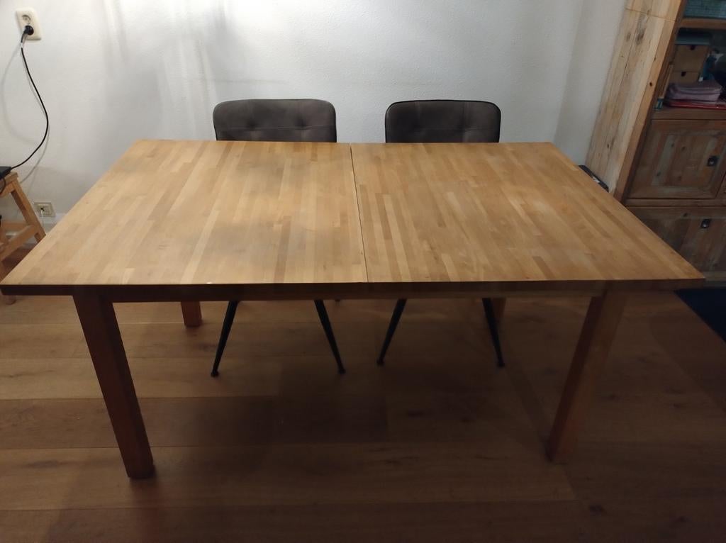 Ikea houten eettafel, Huis en Inrichting, Tafels | Eettafels, Gebruikt, 50 tot 100 cm, 200 cm of meer, Vier personen, Rechthoekig