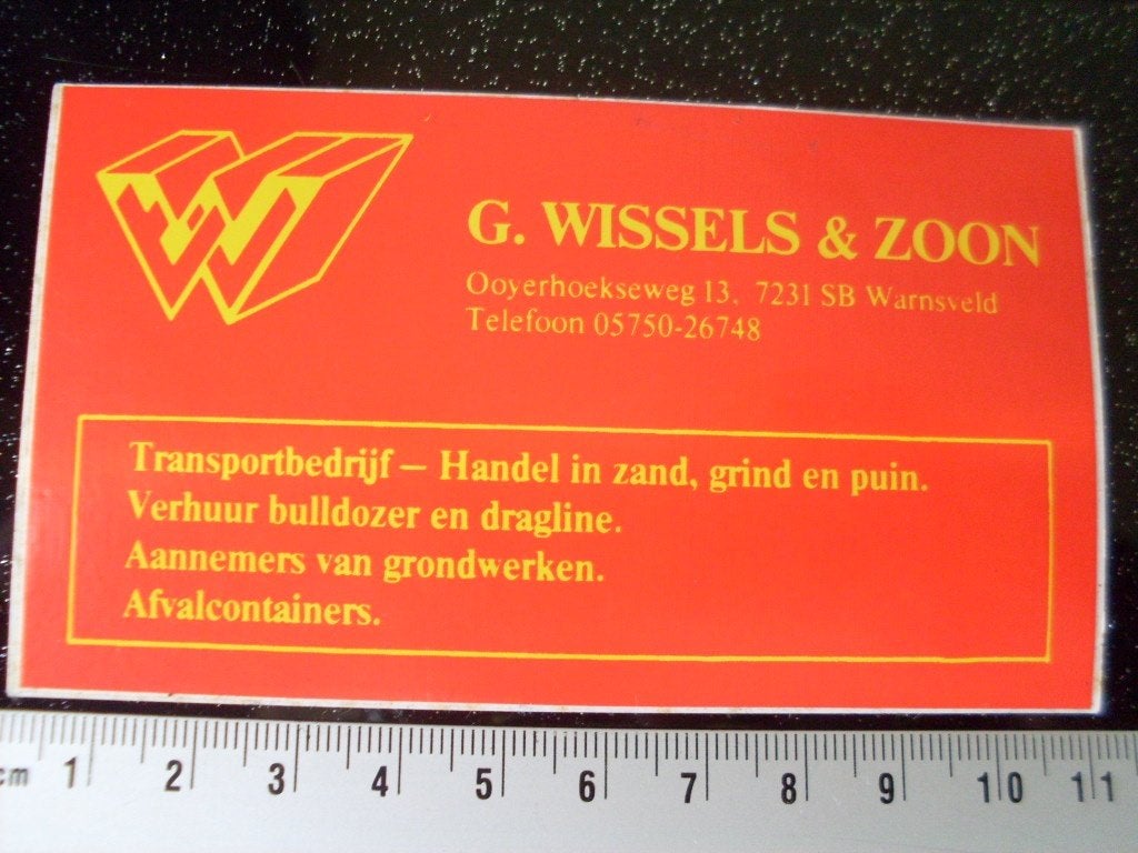sticker G Wissels & zoon warnsveld logo W, Verzamelen, Verzenden, Zo goed als nieuw, Bedrijf of Vereniging
