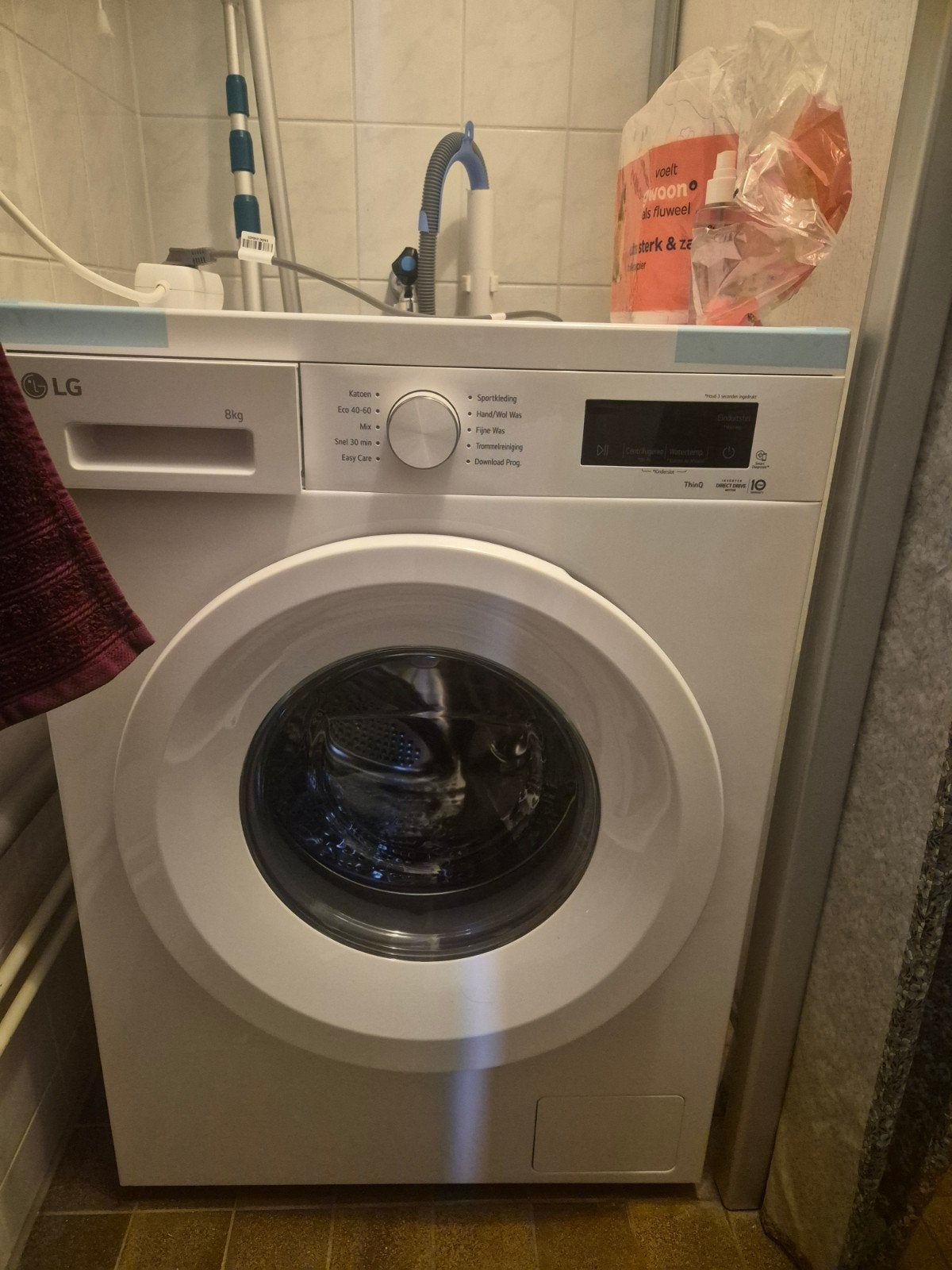LG F4X1008NWH wasmachine, Witgoed en Apparatuur, Ophalen, 1200 tot 1600 toeren, 8 tot 10 kg, Zo goed als nieuw