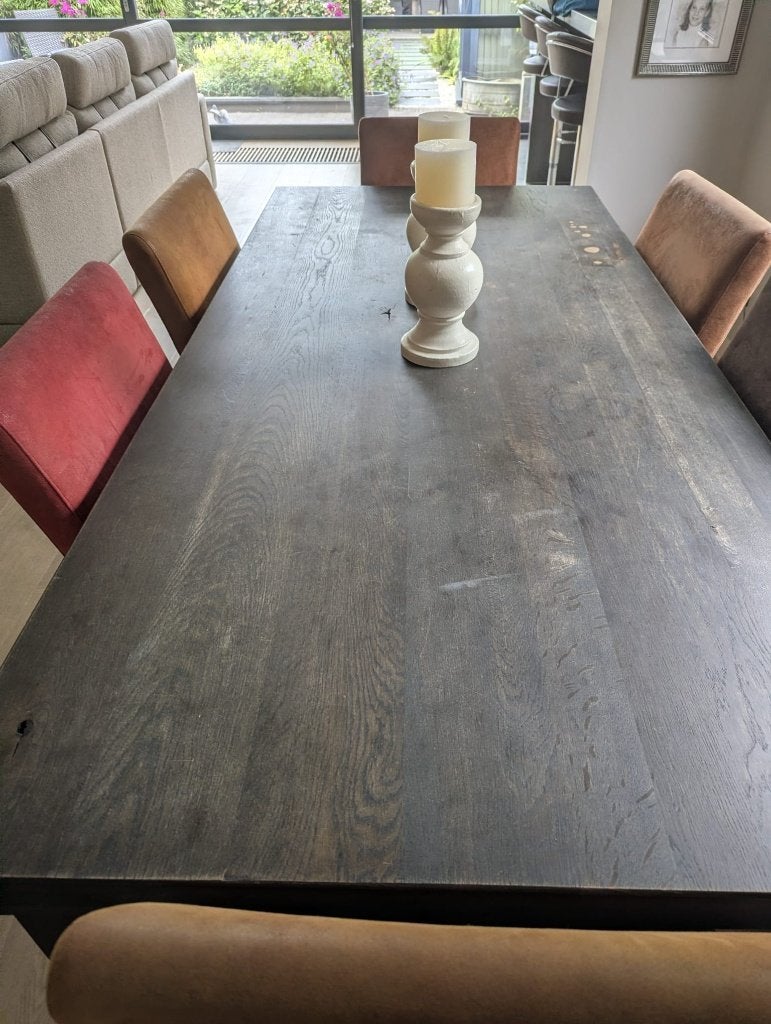 Robuuste eettafel, Ophalen, Gebruikt, 200 cm of meer, 50 tot 100 cm