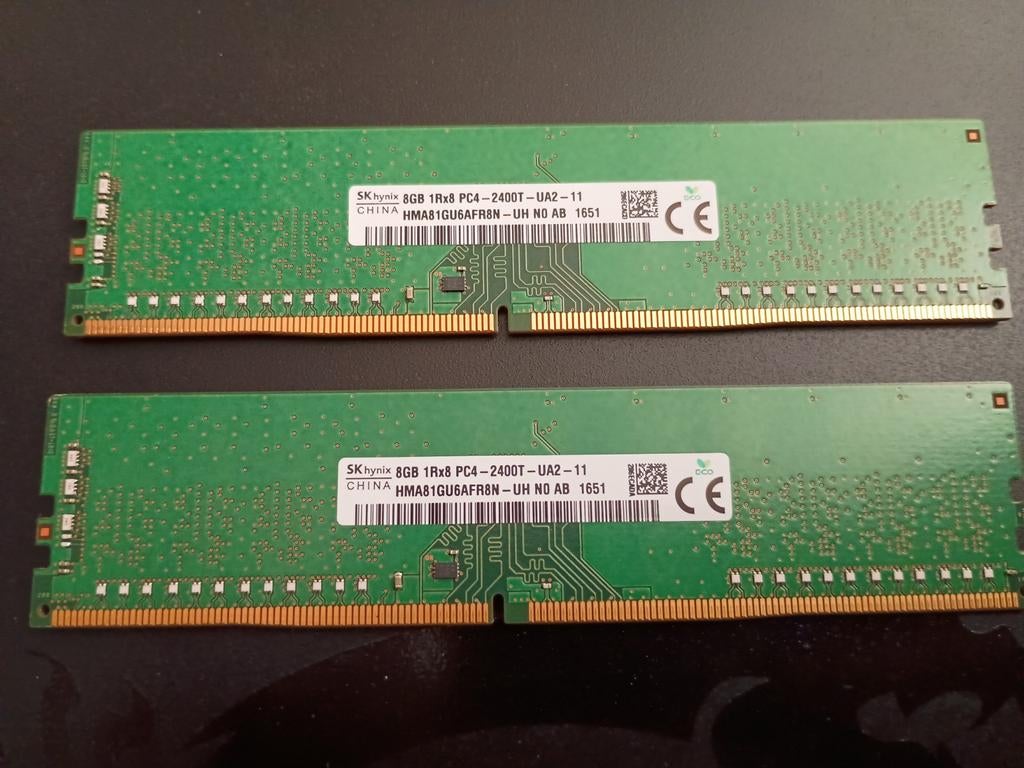 2x 8GB ddr4 2400T dimm Hynix, Ophalen of Verzenden, DDR4, Desktop