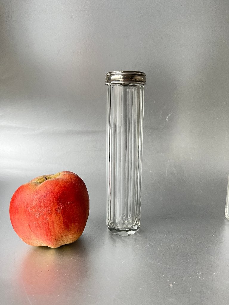 Glazen fles met zilveren dop, Antiek en Kunst, Ophalen of Verzenden, Zilver