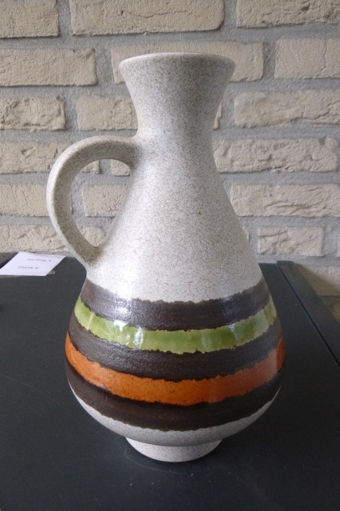 mooie vintage oorvaas met gekleurde strepen, Ophalen of Verzenden, Gebruikt, Overige kleuren, Steen/keramiek