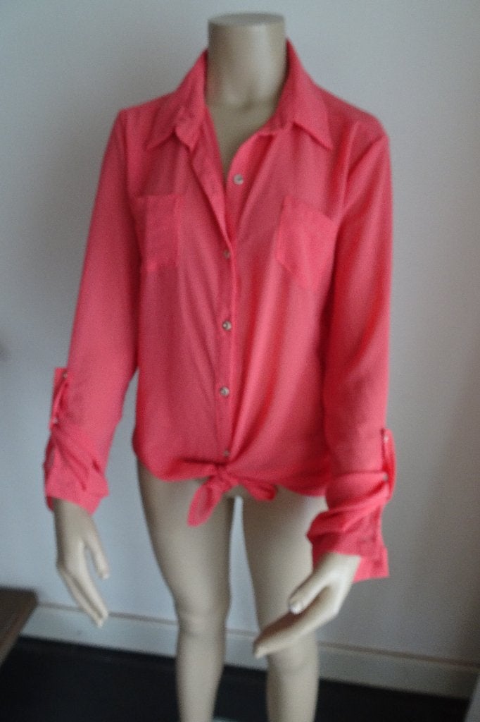 Koraalrode blouse met knoopdetail, Le ballon, Roze, Gedragen, Ophalen
