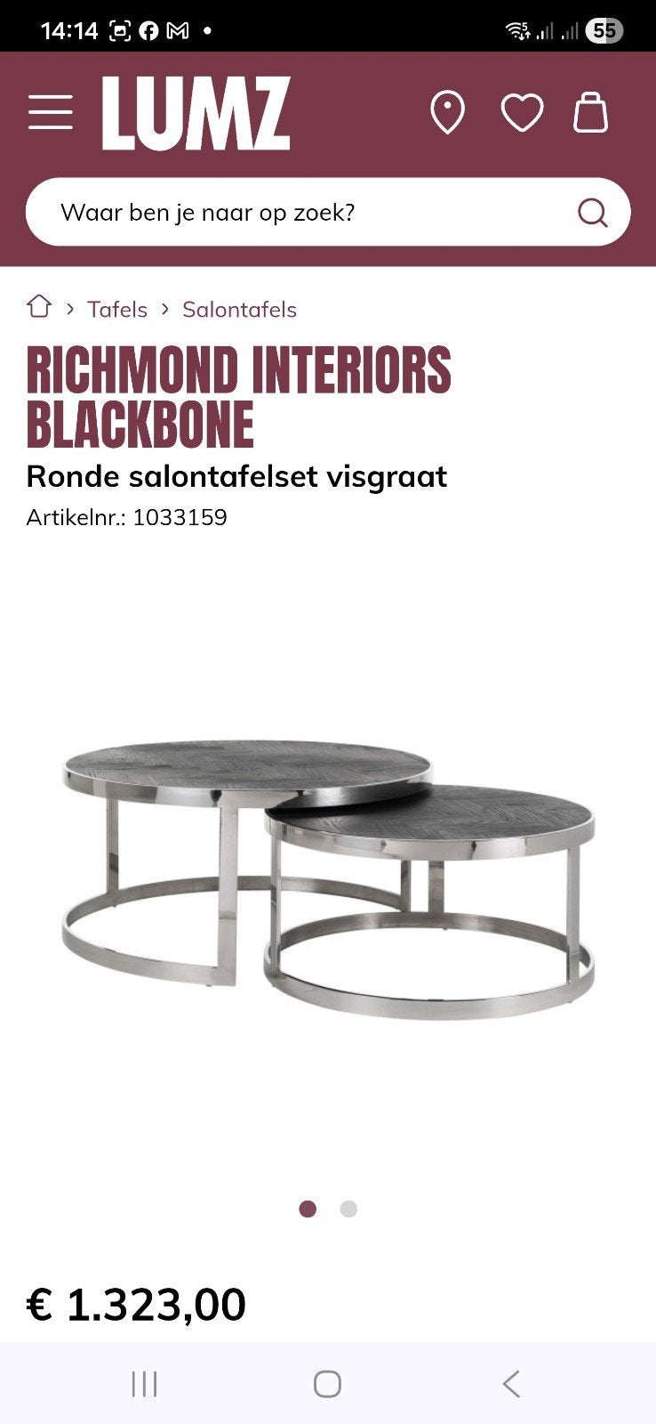 Te koop NIEUWE complete Richmond interieur black bone., Huis en Inrichting, Tafels | Salontafels, Ophalen, 200 cm of meer, 50 tot 100 cm