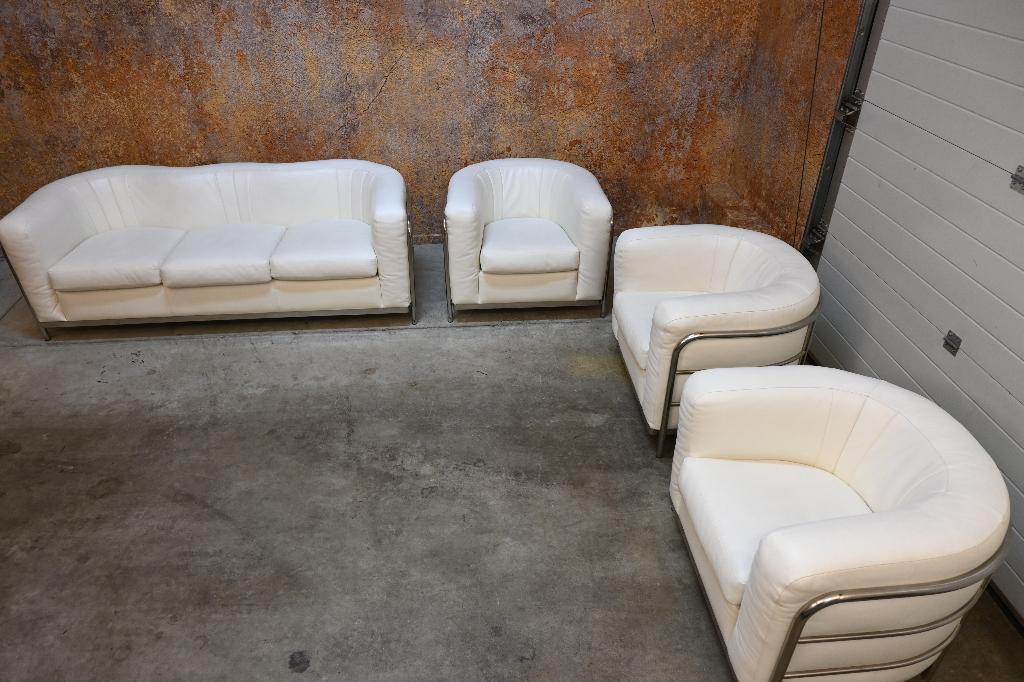 ZGANieuw 3 witte leren Zanotta Onda design fauteuils, 75 tot 100 cm, Ophalen of Verzenden, Zo goed als nieuw, Stof