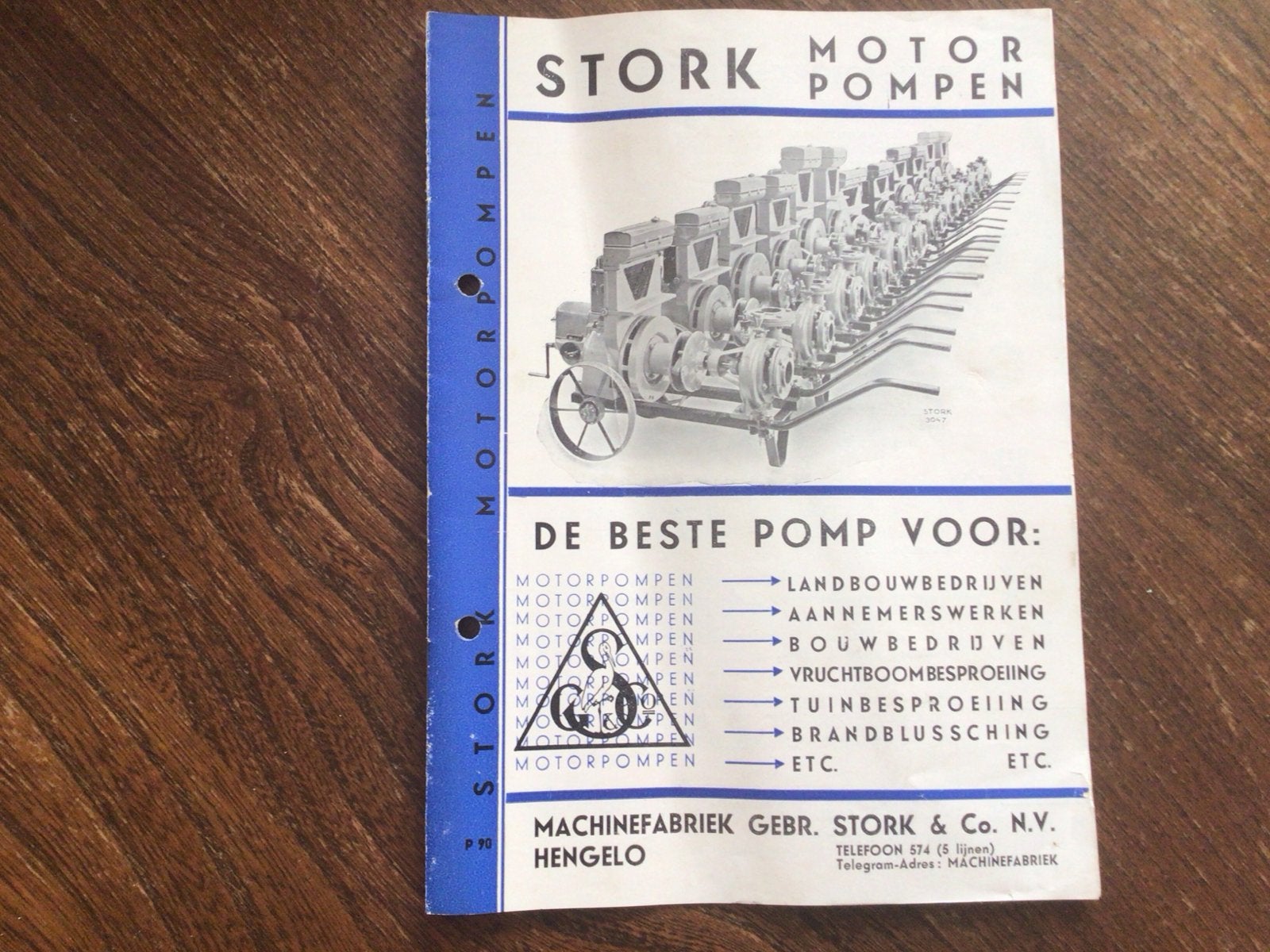 Stork Motorpompen Folder - Origineel, Ophalen of Verzenden, Gelezen, Folder