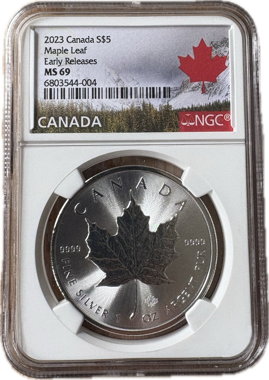 2023 Canada S$5 Maple Leaf MS 69 Zilveren Munt, Postzegels en Munten, Munten | Amerika, Ophalen of Verzenden, Noord-Amerika, Losse munt