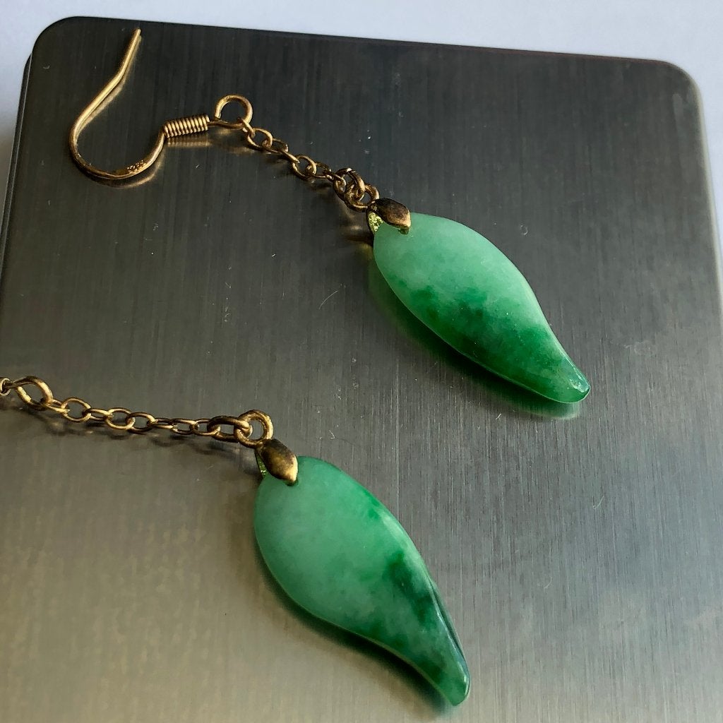 Natuurlijk jade jadeiet oorbellen ( FEI CUI), Ophalen of Verzenden, Nieuw, Groen, Overige materialen