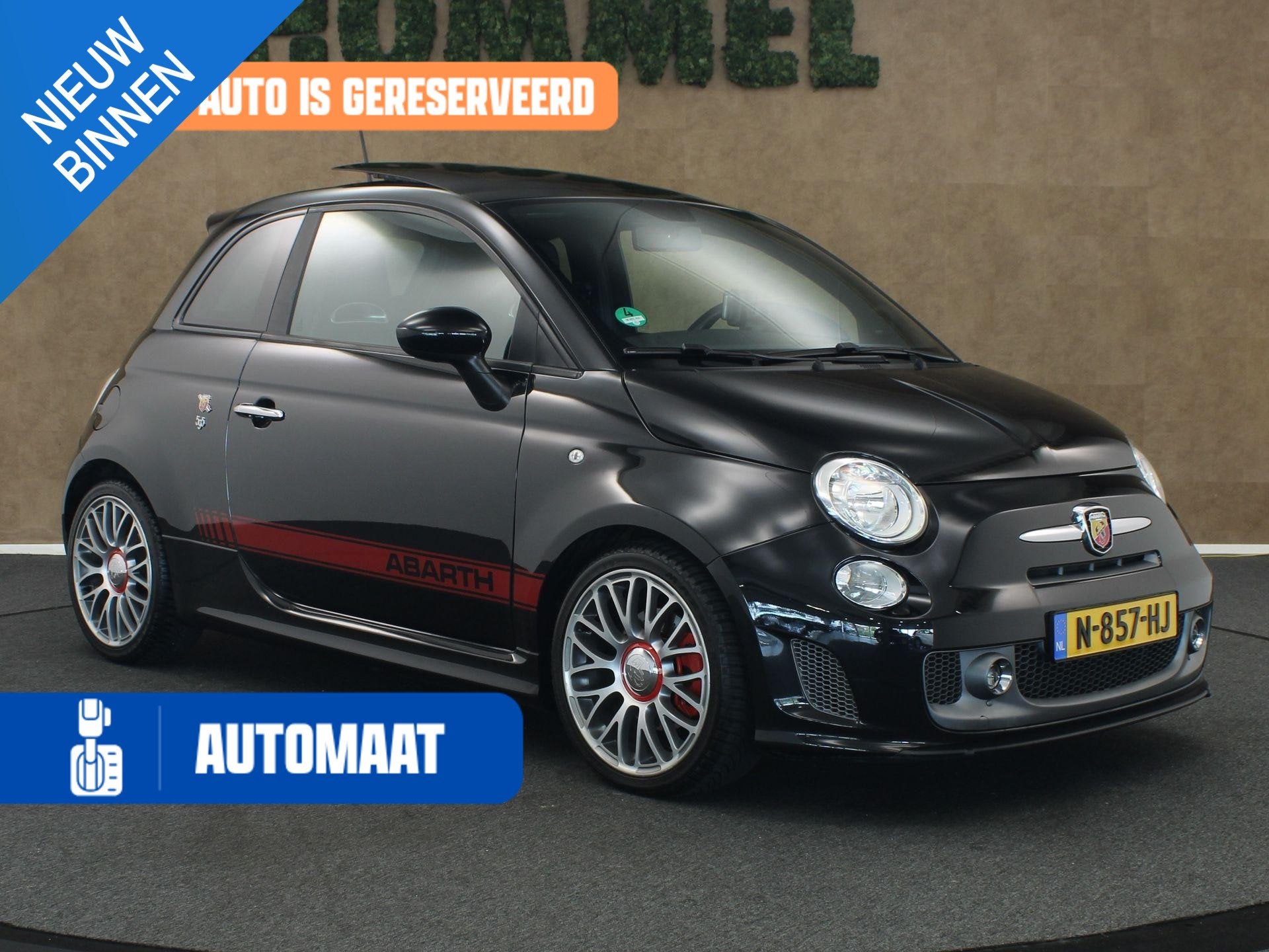 Abarth 500 1.4 T-Jet Abarth Turismo - VERKEERT IN EEN ZEER N, Auto's, Gebruikt, 4 cilinders, Zwart, Leder