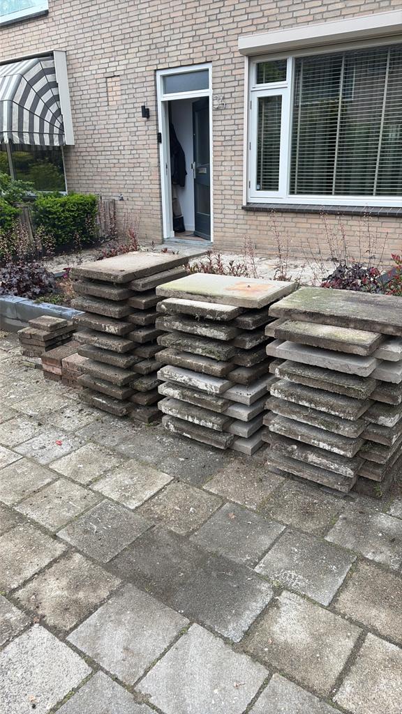 60x40 tegels 15m2 ongeveer, Tuin en Terras, Tegels en Klinkers, Ophalen, Gebruikt, 10 m² of meer, Beton
